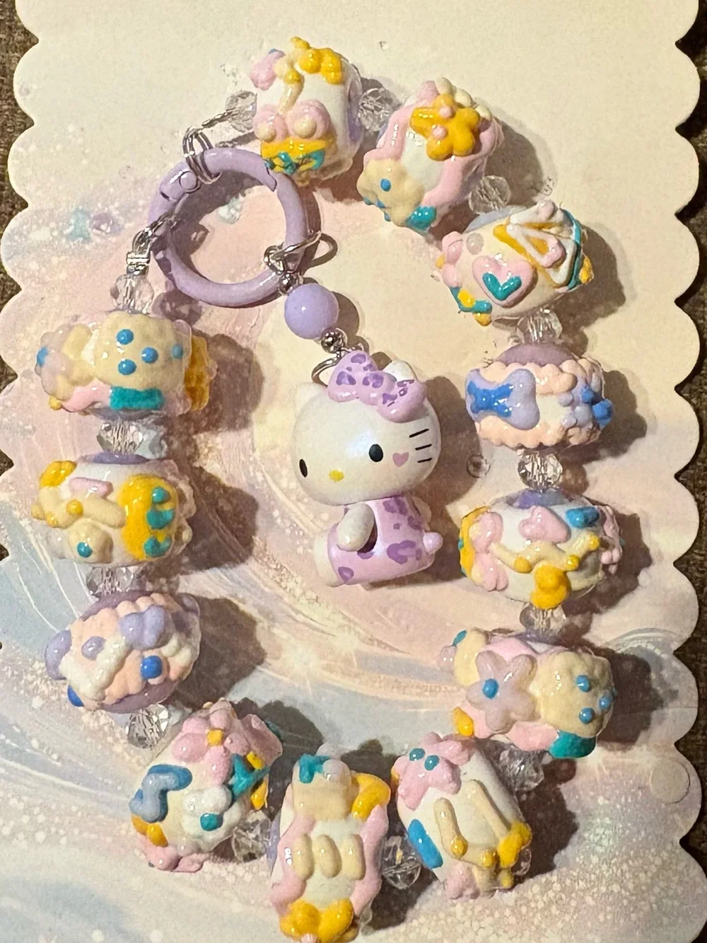 Authentic Hello Kitty Pastel Beaded phone/keychain Pink, Purple, Yellow, Blue